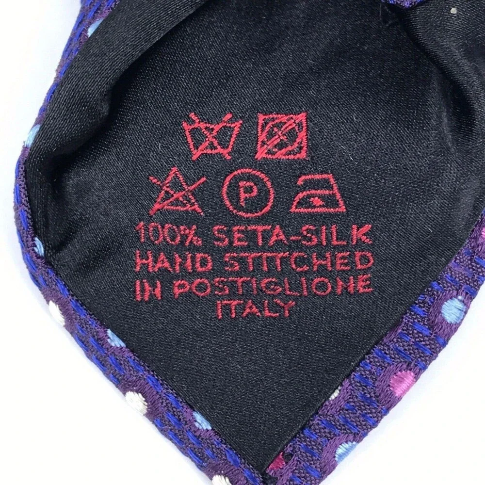 Volare Collection Silk Hand Stitched Italy Polka Dot Luxury Purple Necktie $145